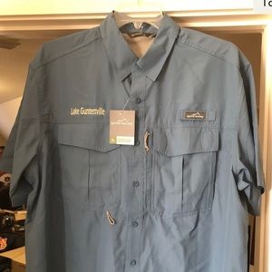 EDDIE BAUER Mens Short Sleeve Back Vented PERFORMANCE FISHING SHIRT Size Large
